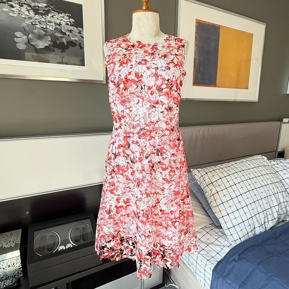 / Elie Tahari Kaisa Floral Lace Dress Redstone Party Cocktails NWOT US 4    - 1B